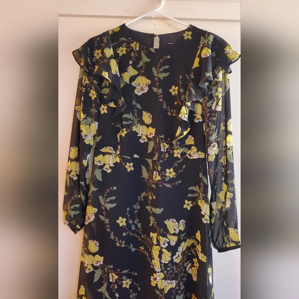Who What Wear Black Floral Dress Long Sleeve Size XS - Picture 3 of 10